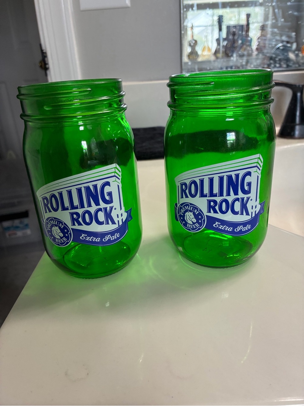 Green Glass Jar Tumbler - Set of 2
